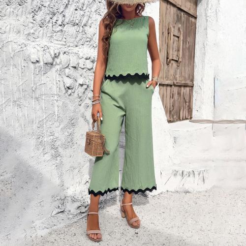 Polyester Women Casual Set & two piece & loose & breathable Solid Set