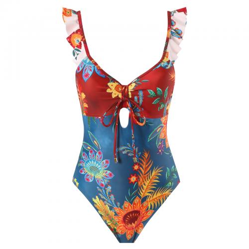 Polyester One-piece Swimsuit & two piece printed floral Set