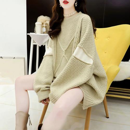 Rabbit Fur & Polyester Women Sweater loose geometric : PC