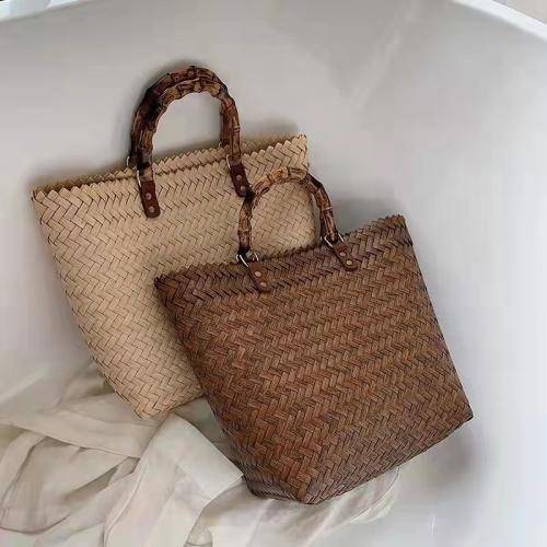 PVC & Straw Tote Bag Woven Tote large capacity Solid PC