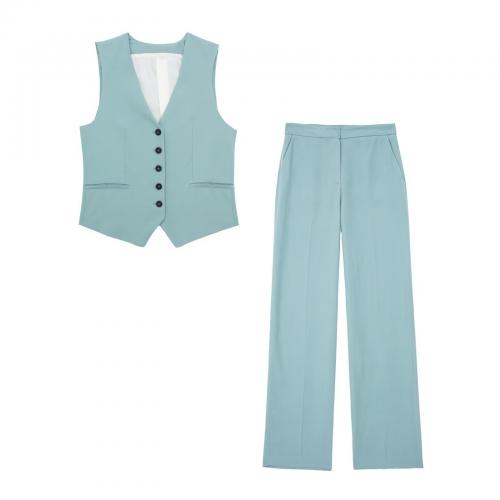 Polyester Women Casual Set  Solid blue PC