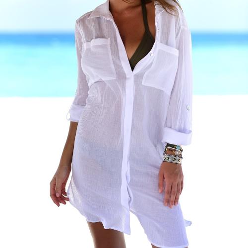 Polyester Swimming Cover Ups loose Solid : PC