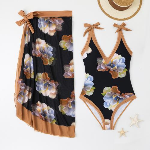 Polyamide & Polyester One-piece Swimsuit slimming & two piece printed Set