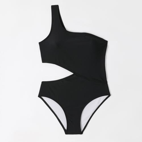 Polyamide & Polyester One-piece Swimsuit slimming & hollow & One Shoulder black PC
