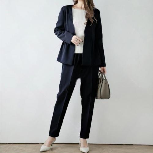 Coton Ensemble occasionnel de femmes Pantalon long & Manteau Solide plus de couleurs pour le choix pièce