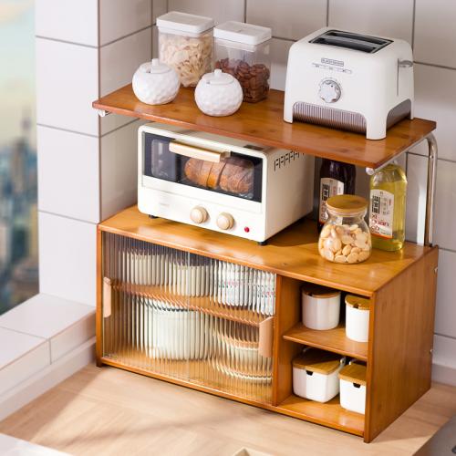Moso Bamboo & Glass Multifunction Kitchen Shelf durable Solid PC