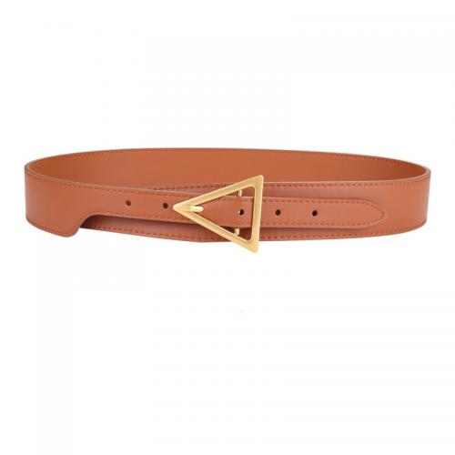 PU Leather Easy Matching Fashion Belt flexible length Zinc Alloy gold color plated PC