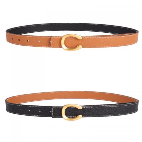 PU Leather Easy Matching Fashion Belt flexible length & double-sided Zinc Alloy gold color plated PC