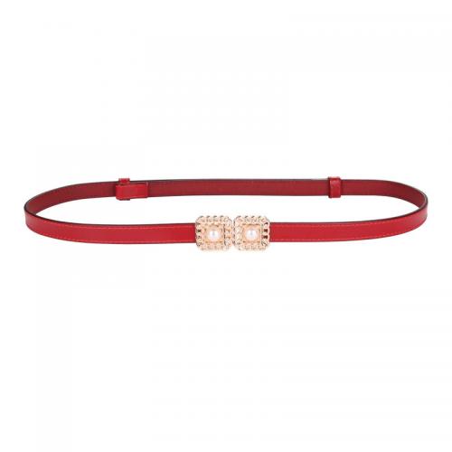 PU Leather Easy Matching Fashion Belt flexible length Plastic Pearl & Zinc Alloy gold color plated PC