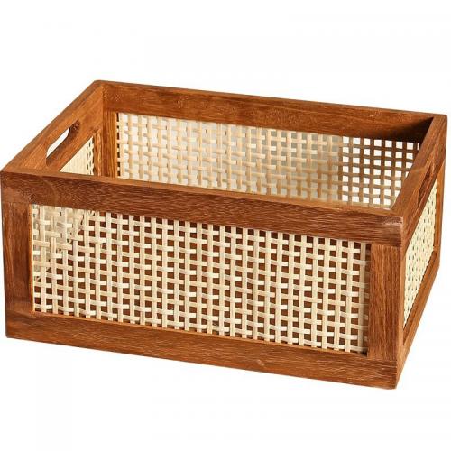 Bamboo & Solid Wood Storage Basket for storage & durable PC