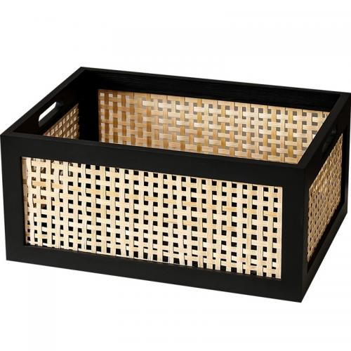 Bamboo & Solid Wood Storage Basket for storage & durable black PC