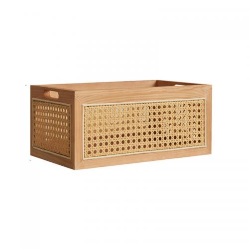 Rattan & Solid Wood Storage Basket for storage & durable plain dyed PC
