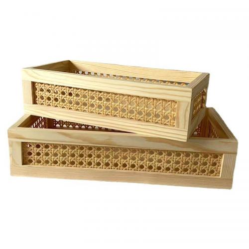Rattan & Solid Wood Storage Basket for storage & durable PC