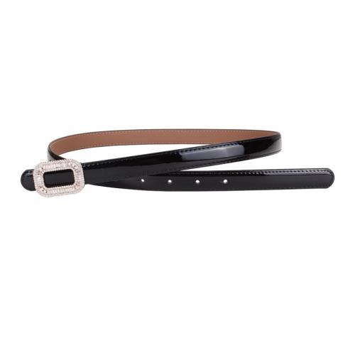 PU Leather Easy Matching Fashion Belt flexible length & with rhinestone Zinc Alloy gold color plated PC