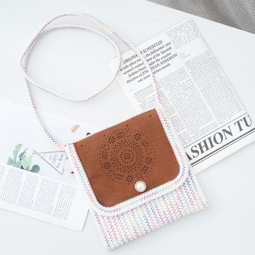 PU Leather & Cotton Easy Matching Crossbody Bag white PC
