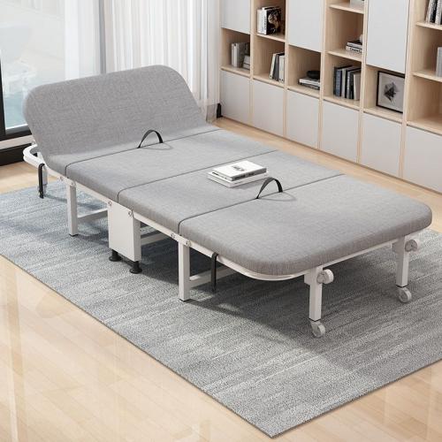 Metal & Cotton Linen adjustable Foldable Bed durable Sponge Solid gray PC