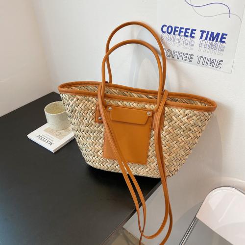 Straw hard-surface Woven Shoulder Bag attached with hanging strap PC