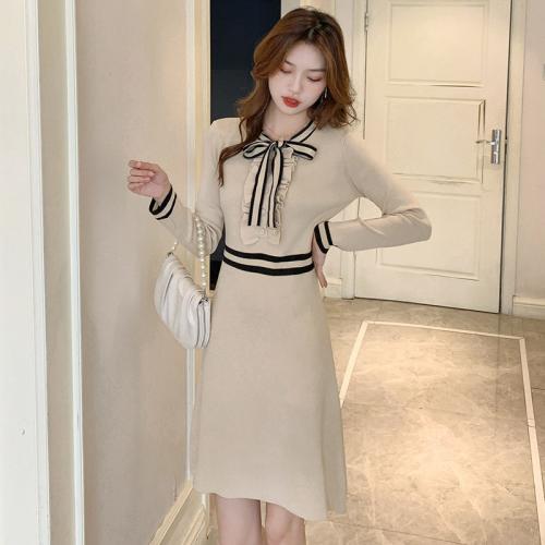 Polyamide Slim One-piece Dress, mid-long style, patchwork, striped, more colors for choice, :,  PC
