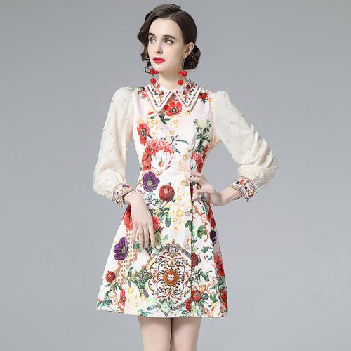 Polyester Einteiliges Kleid, Gedruckt, gemischte Farben,  Stück