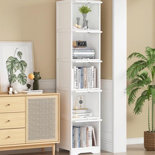 Medium Density Fiberboard & Moso Bamboo & Acrylic dampproof Bookshelf dustproof & transparent white PC