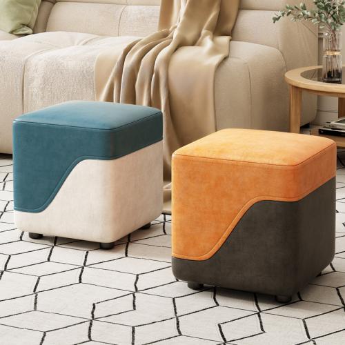 Solid Wood & Leather Stool Sponge Colour Matching PC