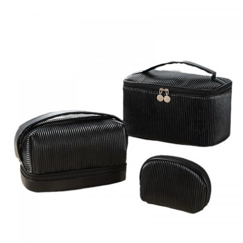 PU Leather Cosmetic Bag large capacity & portable striped PC