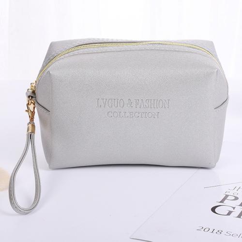 PU Leather Cosmetic Bag large capacity & portable & waterproof Polyester letter PC