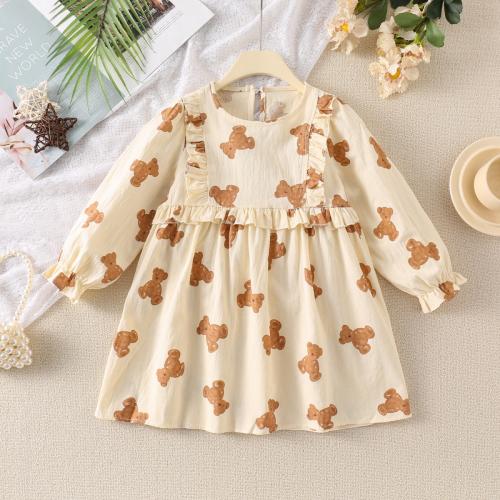 Polyester & Cotton Girl One-piece Dress Cute printed PC