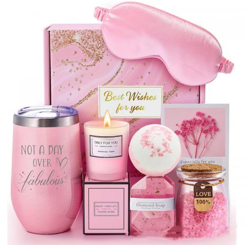 Paper Gift Set multiple pieces & for gift giving Saltstone & Glass & Stainless Steel pink Set