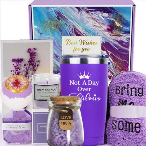 Paper Gift Set multiple pieces & for gift giving Saltstone & Glass & Stainless Steel purple Set