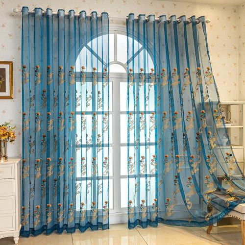 Polyester shading Curtain floral blue PC