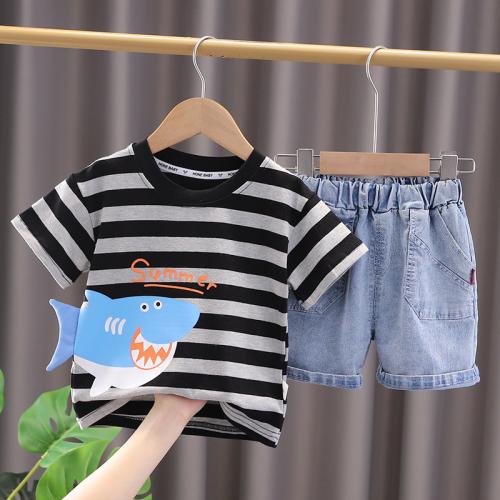Cotton Children Clothes Set & breathable Pants & top patchwork striped Set