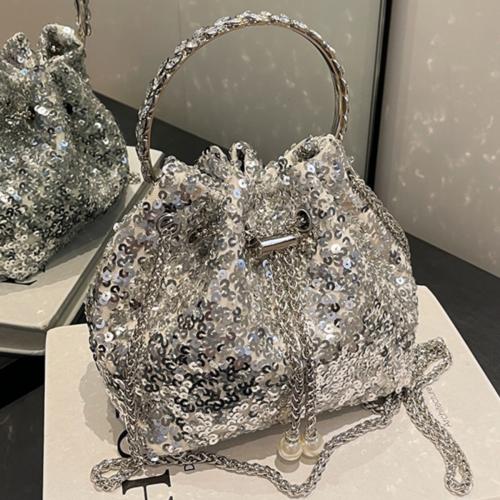 Sequin Handbag soft surface & attached with hanging strap Solid PC