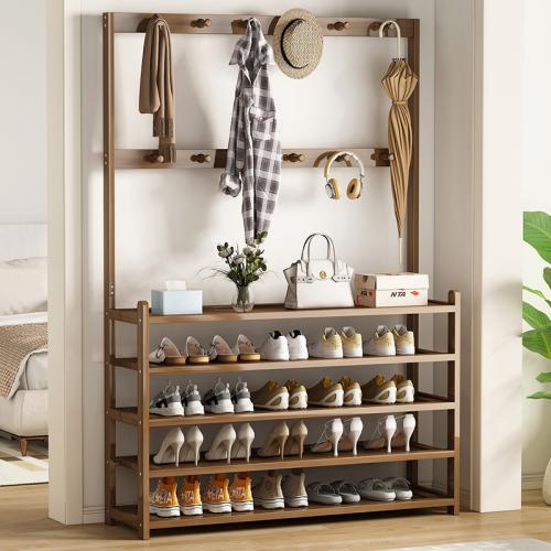 MDF Board & Moso Bamboo Shoes Rack Organizer  Solid brown PC