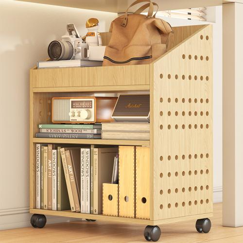Solid Wood Multilayer Bookshelf with pulley PC