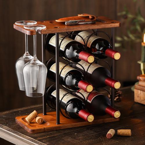 Wooden & Iron Creative Wine Rack PC