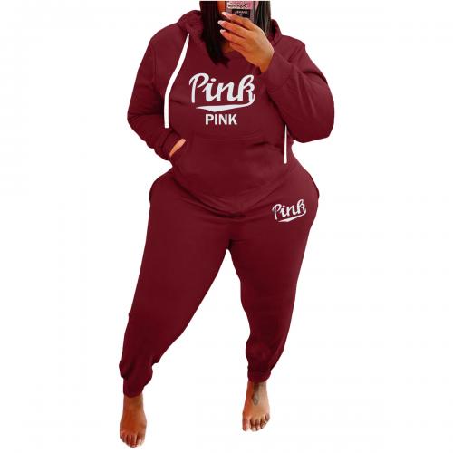 Hot Sale Winter Clothes 2 Piece Hoodie Set Women Outfit Pink Sets Plus Size Women Casual Set & two piece Long Trousers & top printed Set