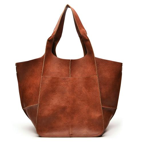 Oversized Leather Tote Bag Large Capacity Work Pu Leather Bucket Purse And Handbag Big Soft Travel Shopping Bag