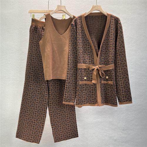Viscose-vezel & Polyester Vrouwen Casual Set Lange broek & tanktop & Jas Geborduurd Solide meer kleuren naar keuze Instellen