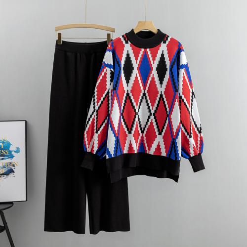 Viscose Fiber & Polyester Women Casual Set two piece Long Trousers & top embroidered Solid Set