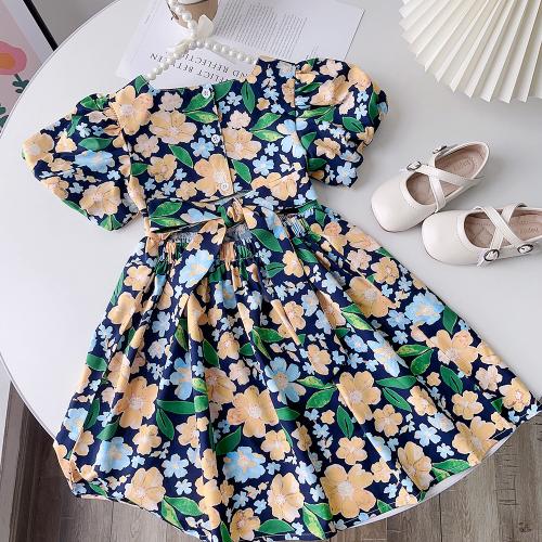 Polyester Soft Girl One-piece Dress perspire & breathable printed floral PC