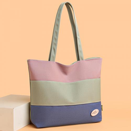 Canvas Tote Bag Shoulder Bag contrast color & soft surface PC