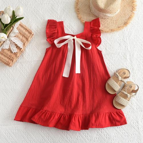 Cotton Soft Girl One-piece Dress & loose & breathable Solid PC