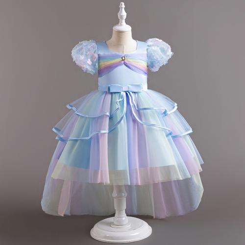 Polyester & Cotton Princess & Ball Gown Girl One-piece Dress patchwork PC