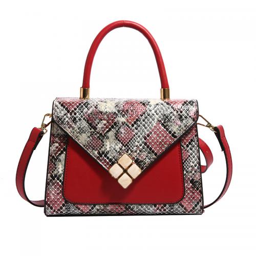 PU Leather hard-surface & Easy Matching Handbag attached with hanging strap snakeskin pattern PC