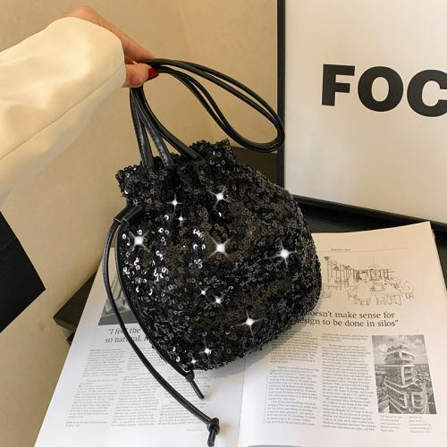 PU Leather & Sequin Bucket Bag Handbag One Shoulder PC