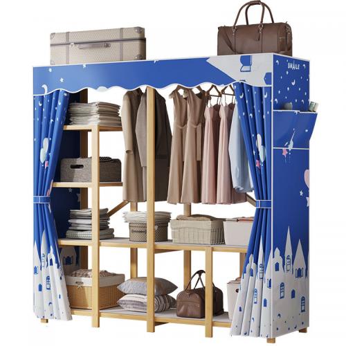 Moso Bamboo & Oxford Clothes Hanging Rack durable & dustproof Offset Paper PC