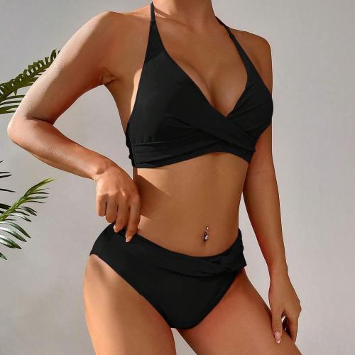 Spandex & Polyester Bikini backless & two piece & padded Solid Set