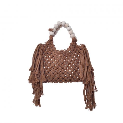 Wooden Beads & Cotton Cord Easy Matching & Tassels Woven Tote hollow PC
