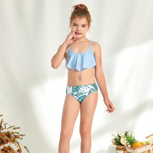 Spandex & Polyester Girl Kids Two-piece Swimsuit printed Set